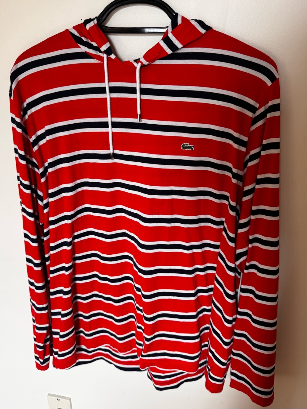 Lacoste orange/red Stripe Hooded Long-Sleeve Shirt